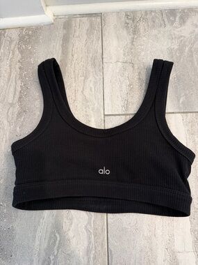 ALO Yoga Ribbed Black Sports Bra